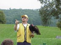 At the birds of prey flying demo.   This guy warned us to all look alive, because this guy is looking for dead bodies